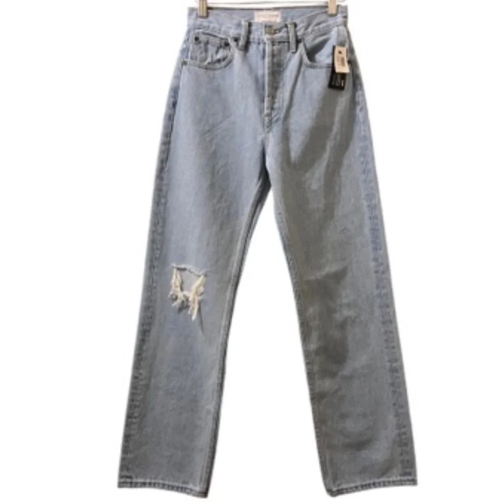 Still Here Worn-In Childhood Straight Leg Distressed Jeans Sz‎ 24